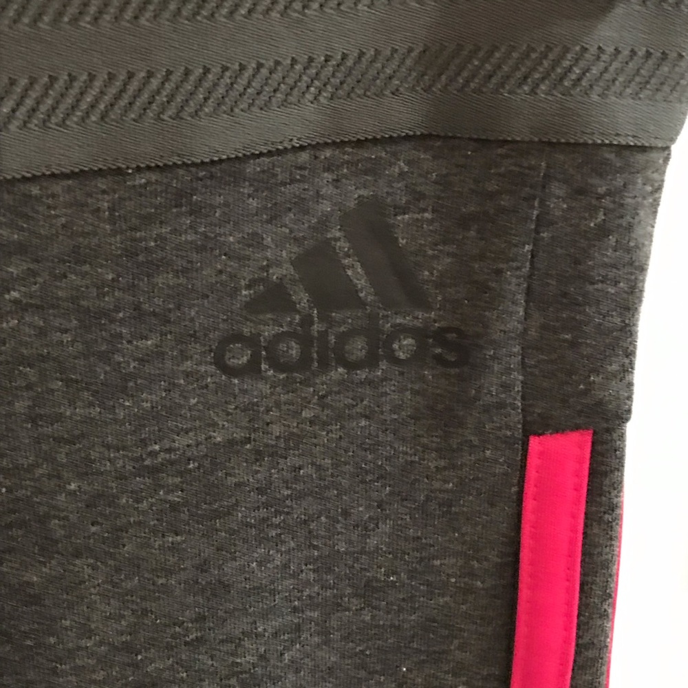 Adidas Normal Length Gray with Pink Stripes Tights - Picture 2 of 4